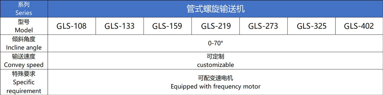 管式螺旋技術參數